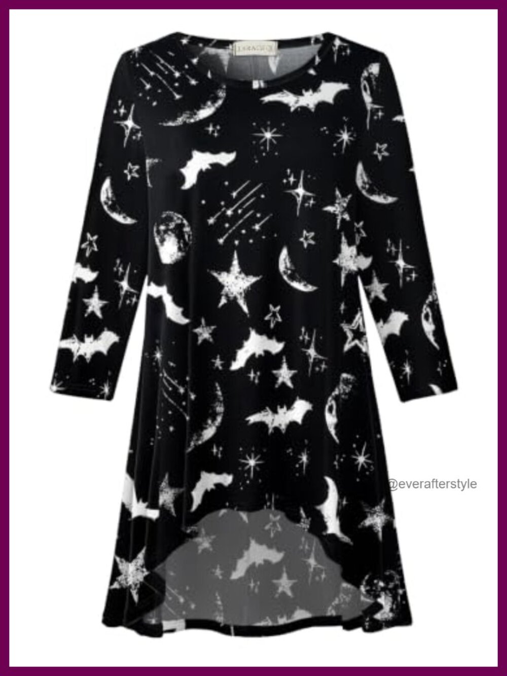 Plus Size High Low Swing Tunic Top 3/4 Sleeve Rayon Spandex